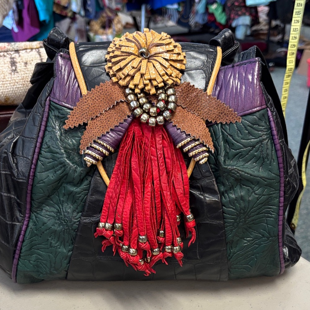 Vintage Colorful Leather Women Bag